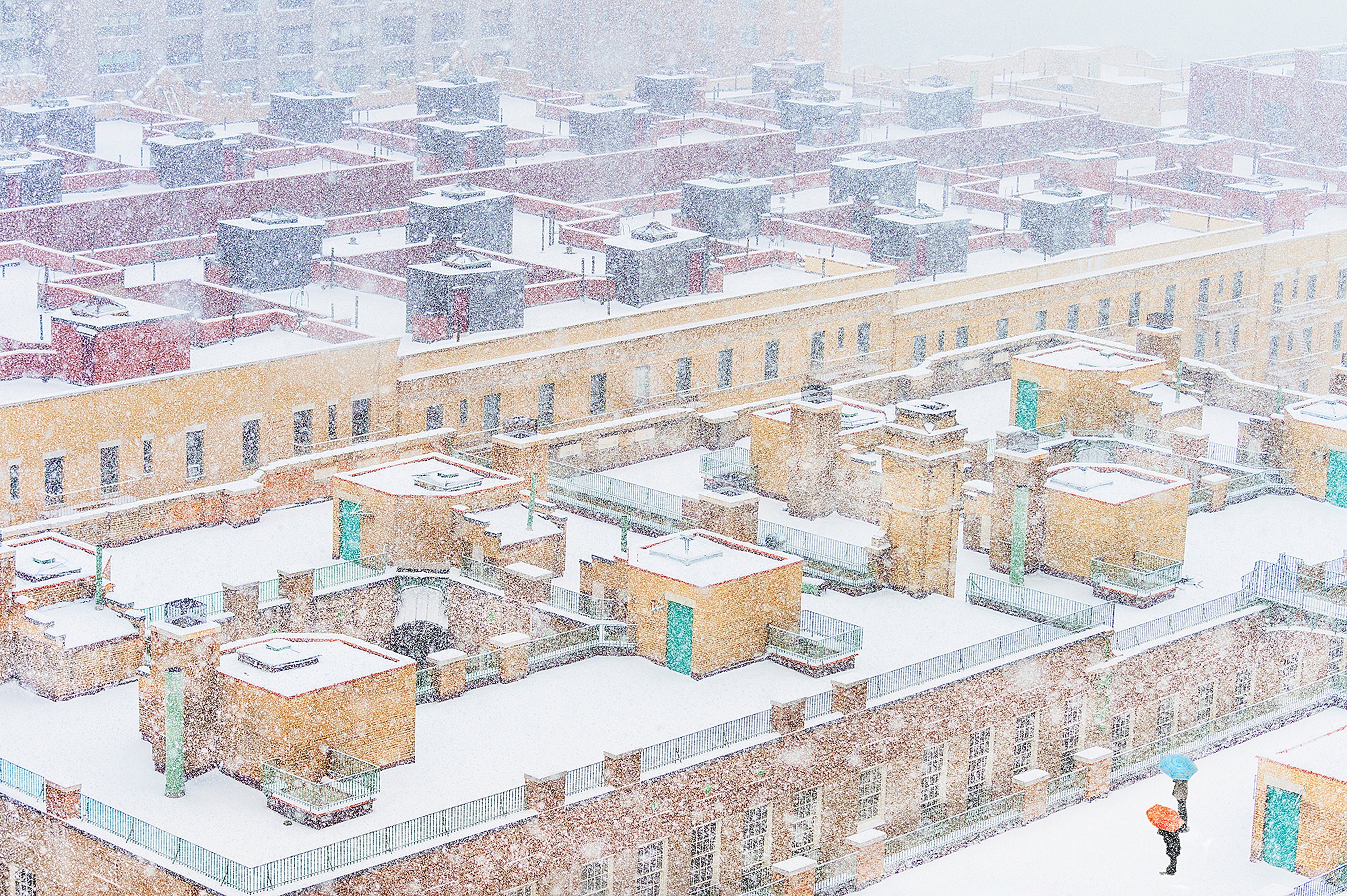 New York City Roof Tops In Snow Blizzard Fine Art Print Hahnemuhle Paper Baryta