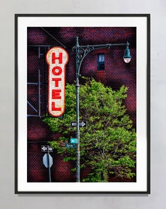 OLD Hotel Sign And Vintage Lamp Post In West Village, NYC, Color Fine Art Print