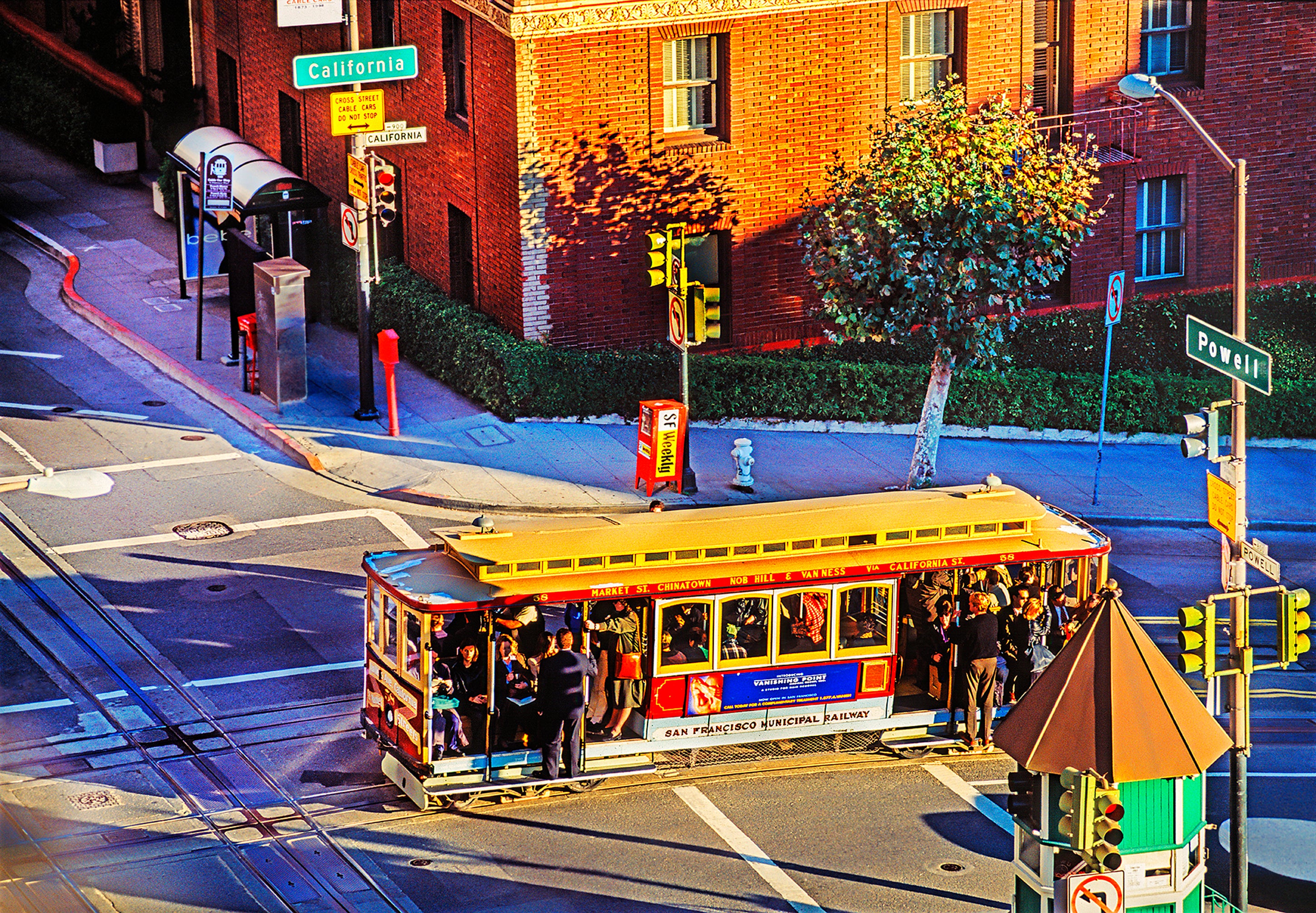 Cable Car In Golden Light On Nob Hill, Fine Art Print Hahnemuhle Paper Baryta