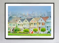 San Francisco Alamo Square Victorian Houses in Fog, Signed Print, 3/15