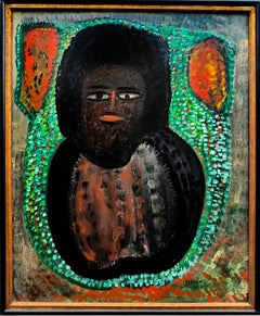 Haitian Vodou Portrait of Lwa, Loa, Oil on Masonite board. Christie's Auction