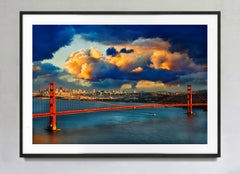 El puente Golden Gate al atardecer, copia firmada el 15 de marzo de una fotografía artística en color