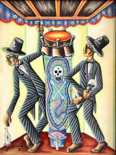 Haitian Voodoo Ghede Loas Baron Samedi Original Oil on Canvas Signed