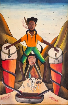 Houngan Haitian Voodoo Painting Original Oil Signed