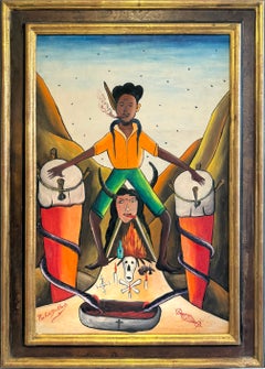 Houngan Haitian Voodoo Painting Original Oil Signed