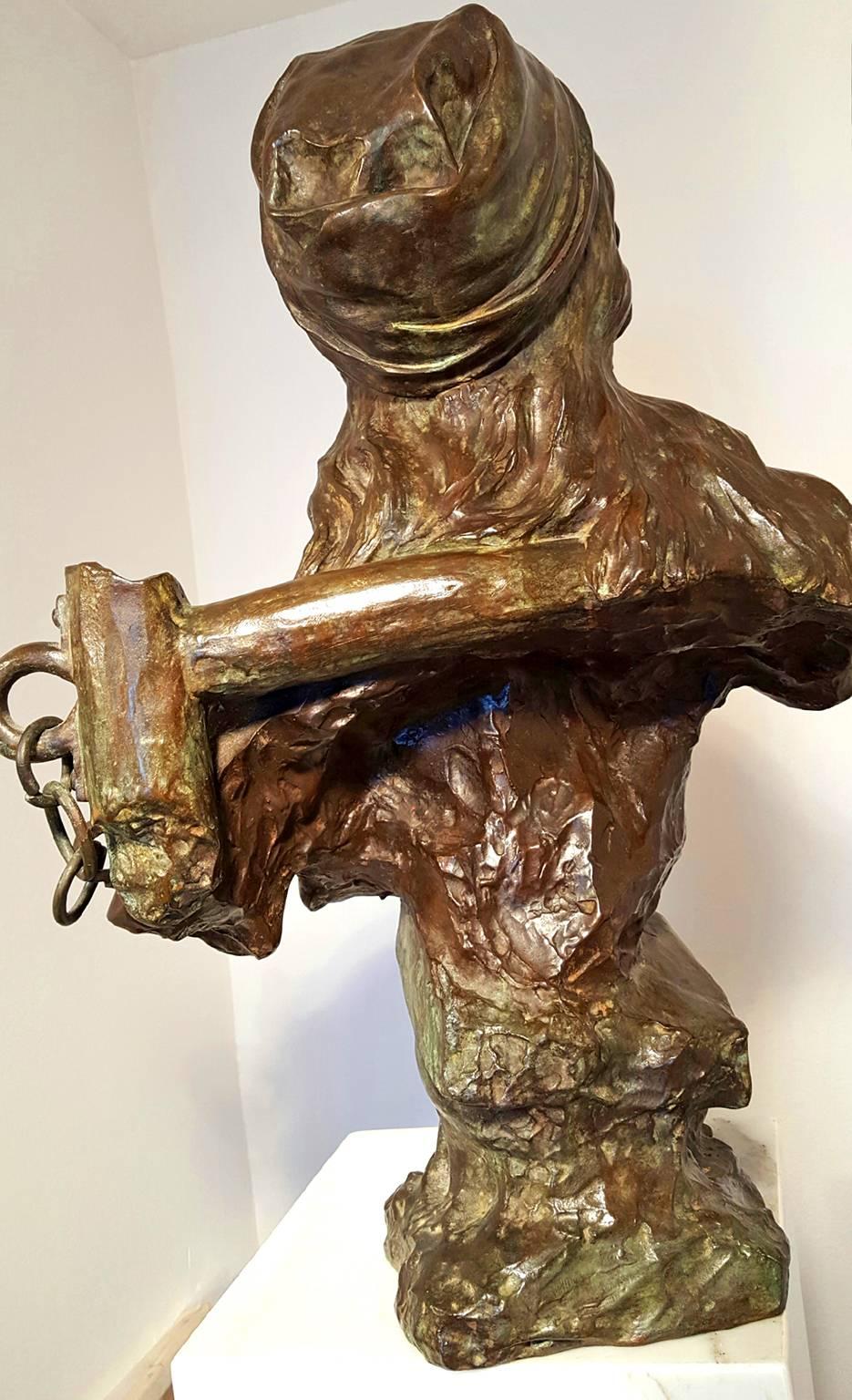 Great price !.  Stunning rich brown patina and topping off at an impressive height of 23 1/2 inches makes this Villanis version of Capture ( Slave Girl ) an optically impressive work.  It's even more engaging when you touch it's seductive polished