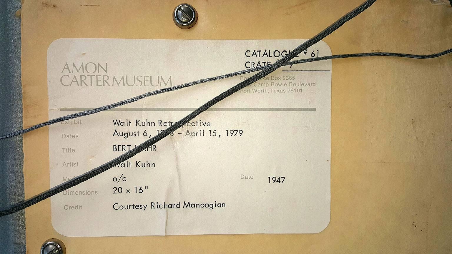 Portrait of Bert Lahr - Black Figurative Painting by Walt Kuhn