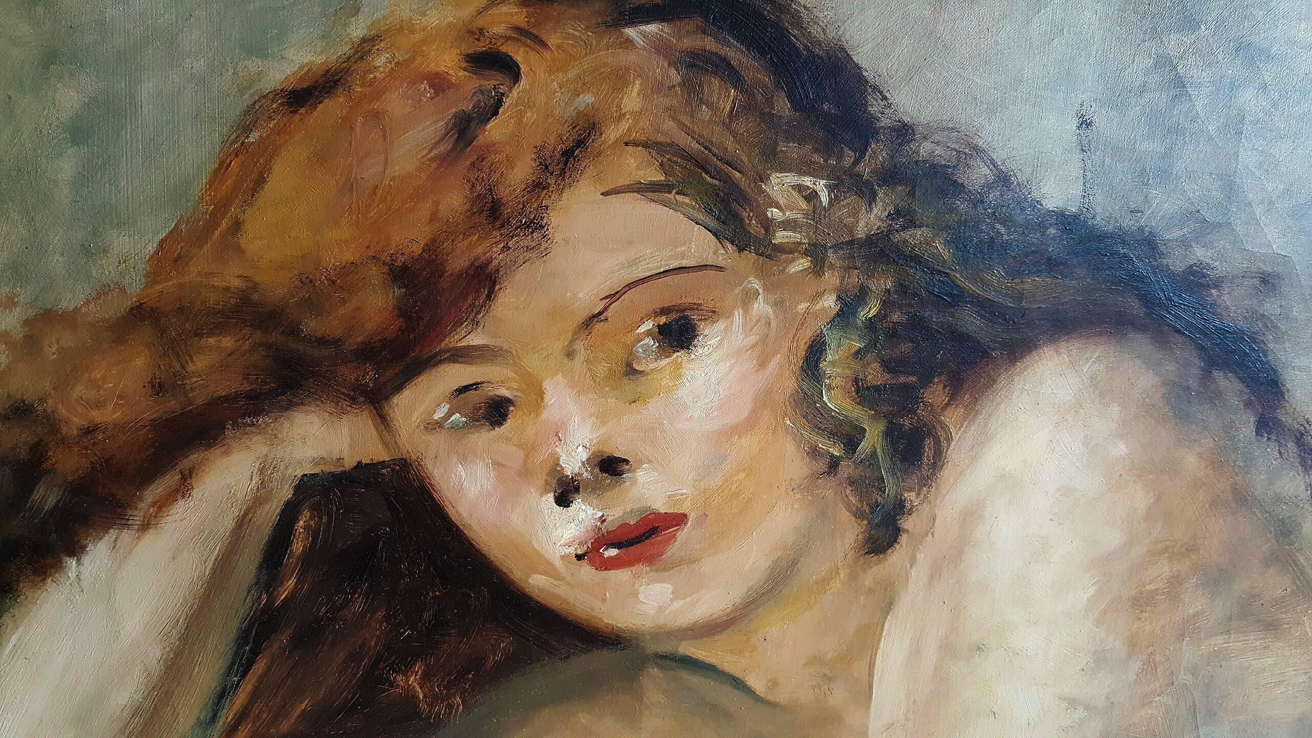 Le Modele Roux -  Nu blond  - Brown Nude Painting by André Derain