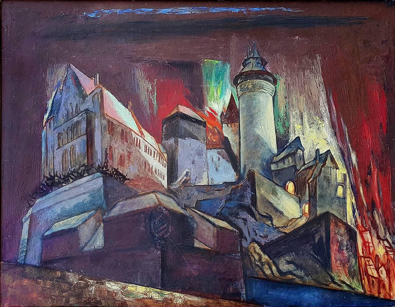 The Burning Castle - Painting by Stefan Hirsch