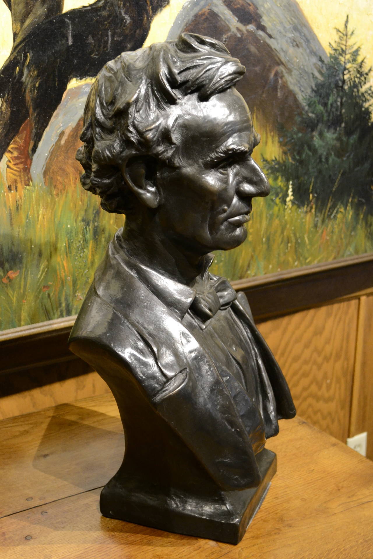 Contemporary cast in bronze from the original plaster cast, this bust of a beardless President Lincoln is similar to other works by Bachman (1862 - 1921), which are found in the Smithsonian used for several public monuments dedicated to the