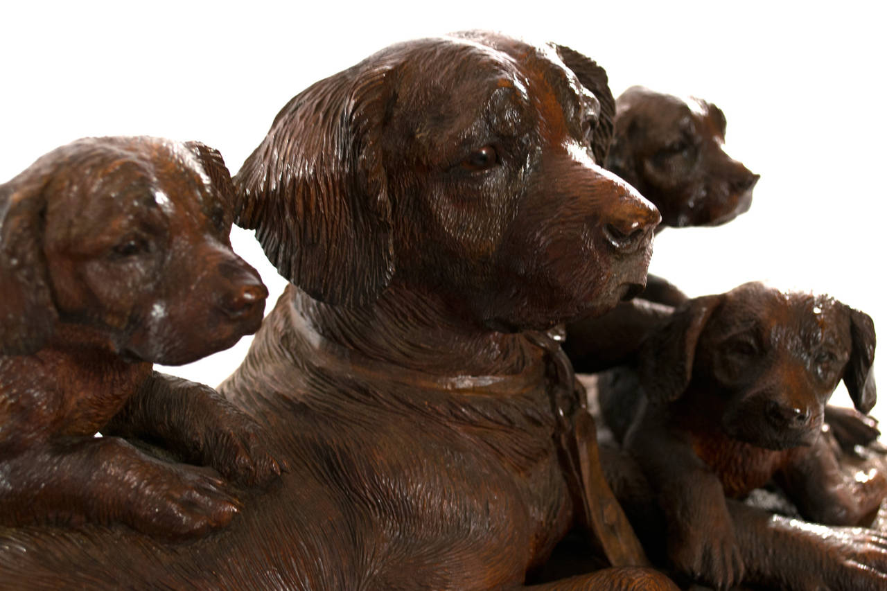 Exceptionnel groupe sculpté de chiens de la Forêt-Noire 2
