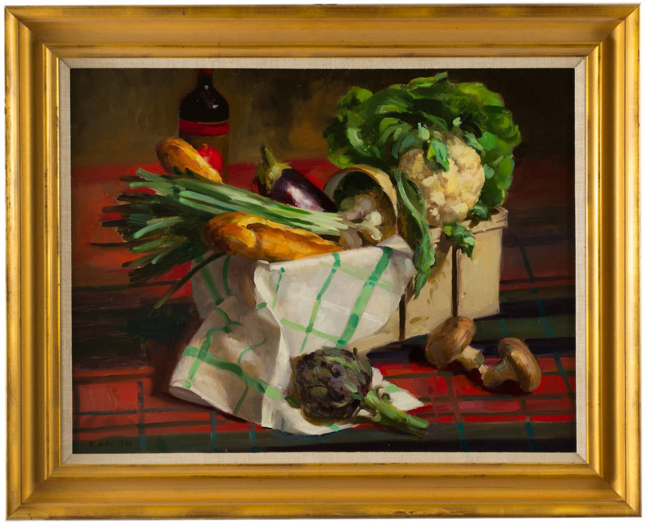 Randall Lake Still-Life Painting - A Still Life with Vegetables and Mushrooms