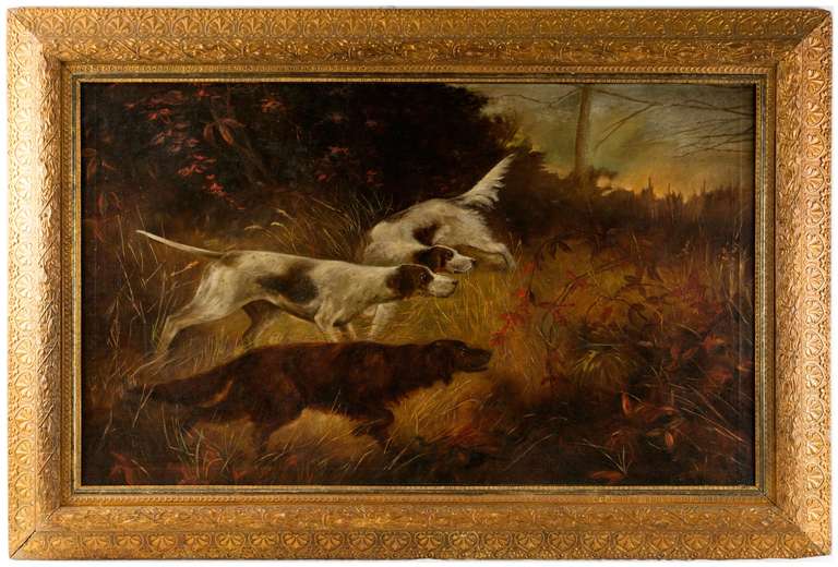Unknown Animal Painting - Hunting dogs in pursuit