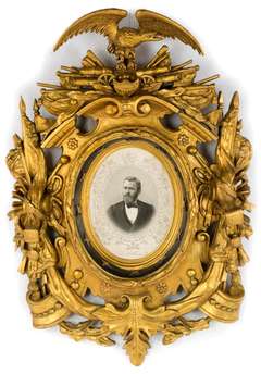 An American eagle gilt and carved frame with President Grant