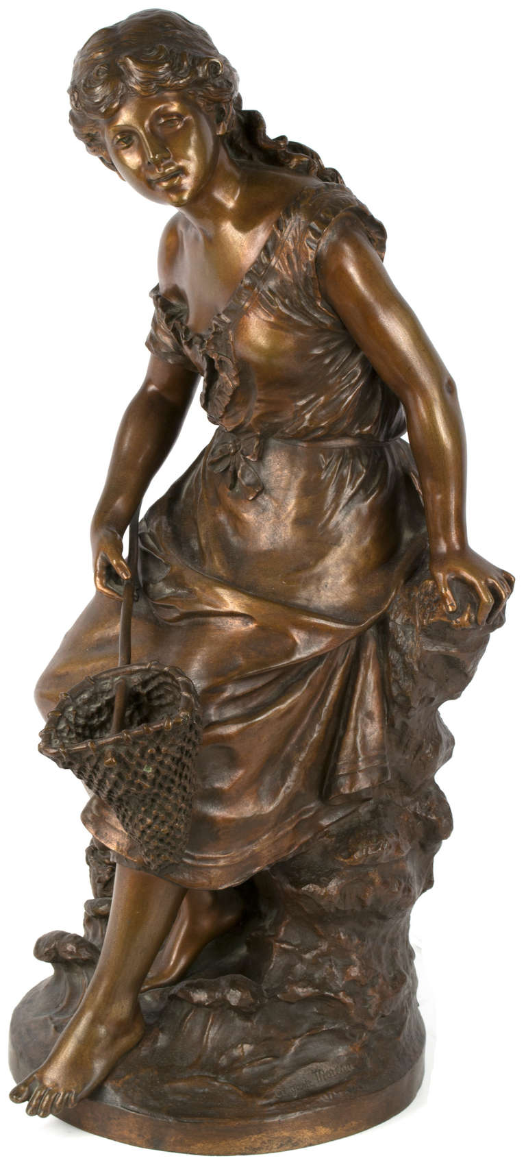 Auguste Louis Moreau The Prawn Catcher by August Moreau, Bronze