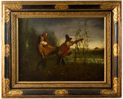 A Marsh Scene With Three Figures