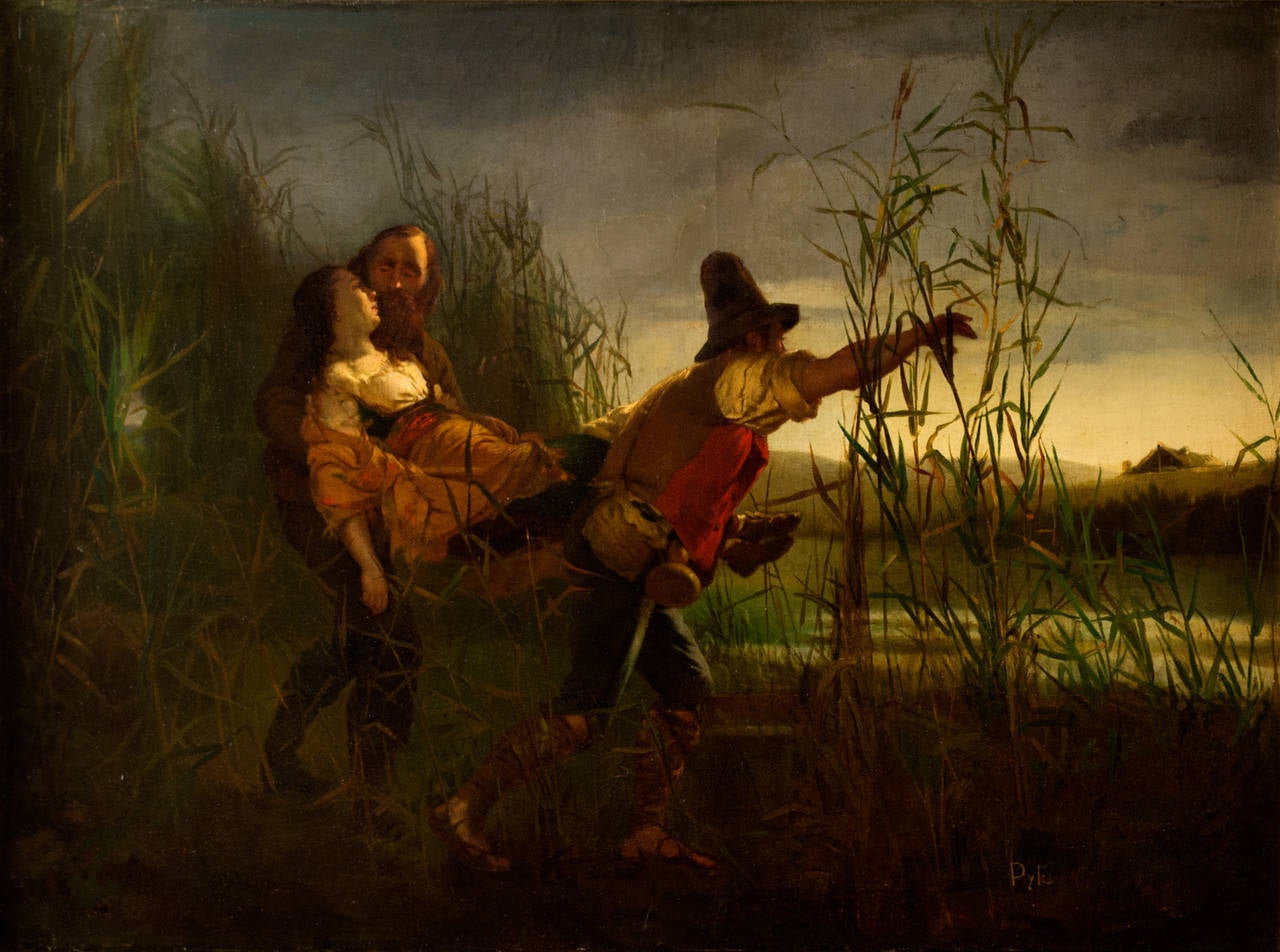 A Marsh Scene With Three Figures