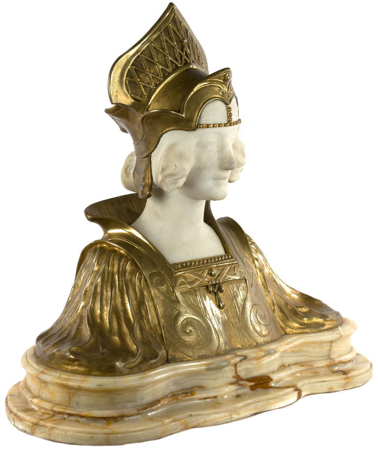Marble and Ormolu Bust - Sculpture by Dominique Alonzo