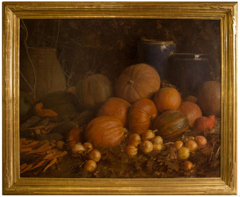Albert Herter Still-Life Painting - A monumental American still life of Harvest