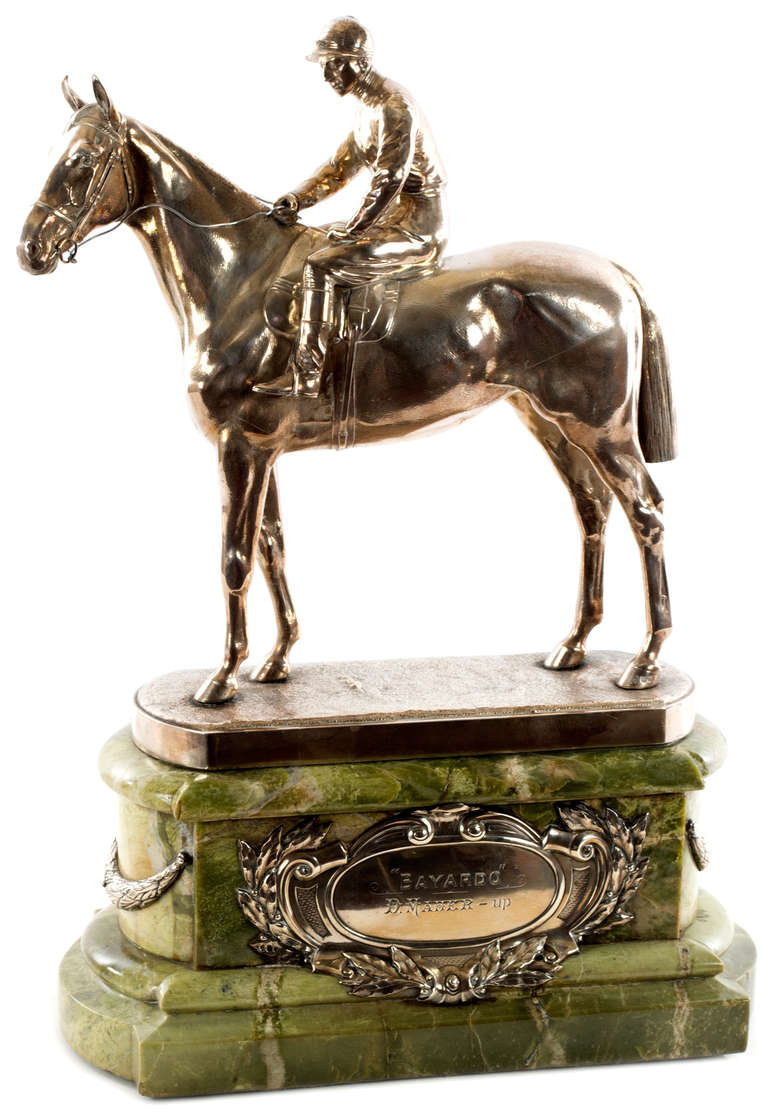 Unknown Figurative Sculpture - A Sterling Silver Sculpture of Edwardian Champion Bayardo