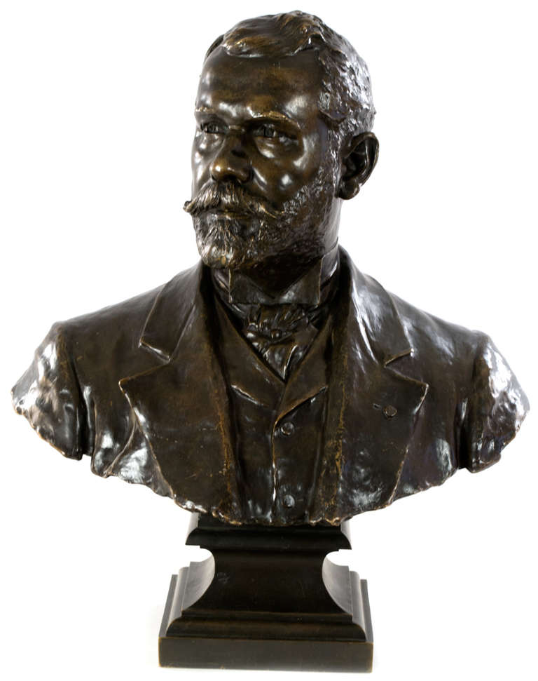 Felix Charpentier Figurative Sculpture - A Portrait Bust by Félix Charpentier