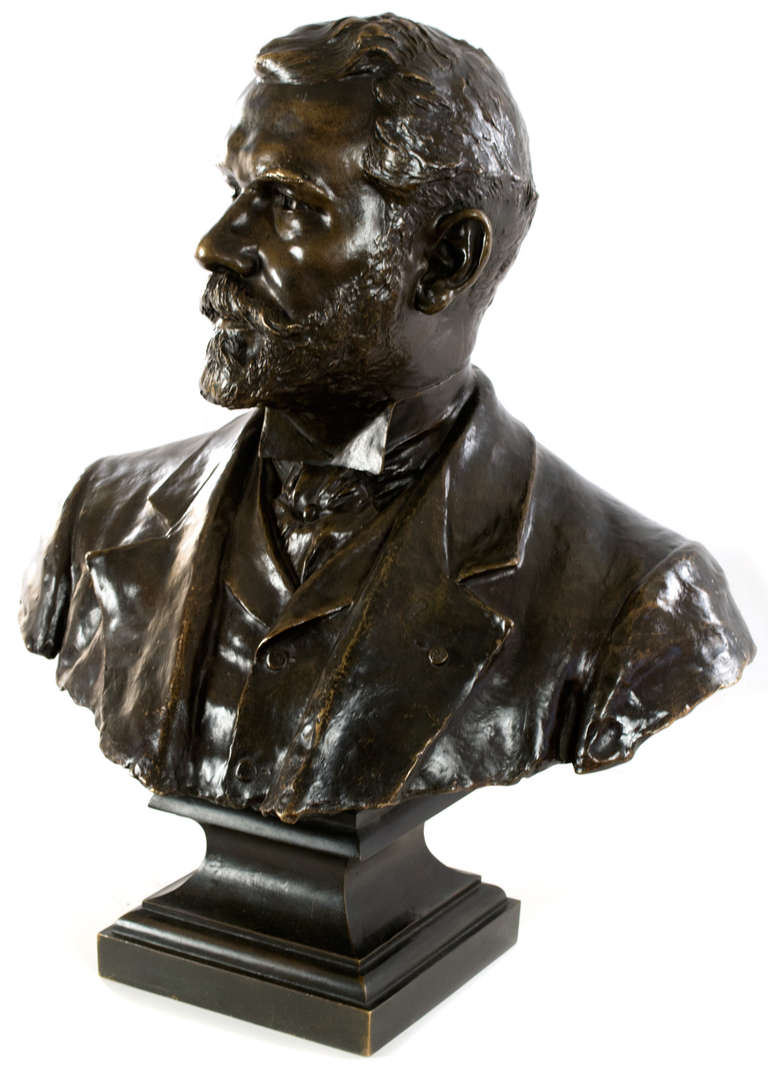 A Portrait Bust by Félix Charpentier - Sculpture by Felix Charpentier