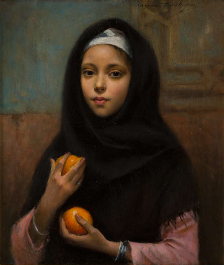 Fille avec des mandarines - Painting by Maxime Dastugue