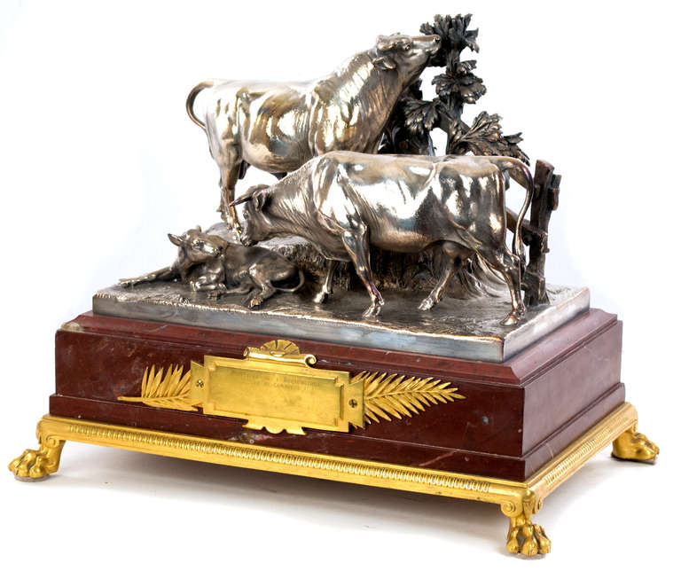 A Christofle Trophy Group of Cattle