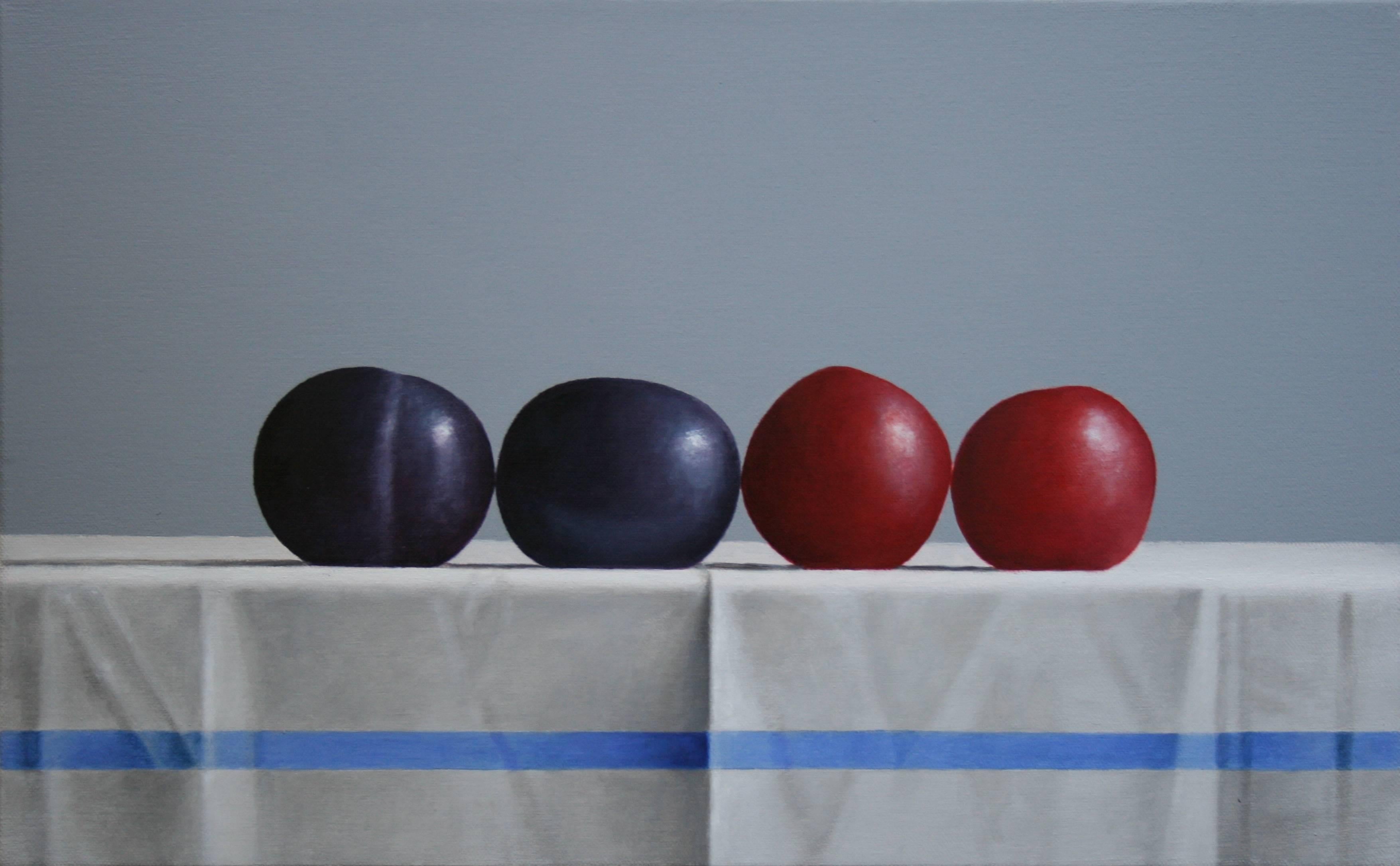 Le rouge et le noir (trois panneaux) - Painting de Janet Rickus