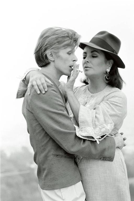 Terry O'Neill Portrait Photograph - David Bowie & Elizabeth Taylor