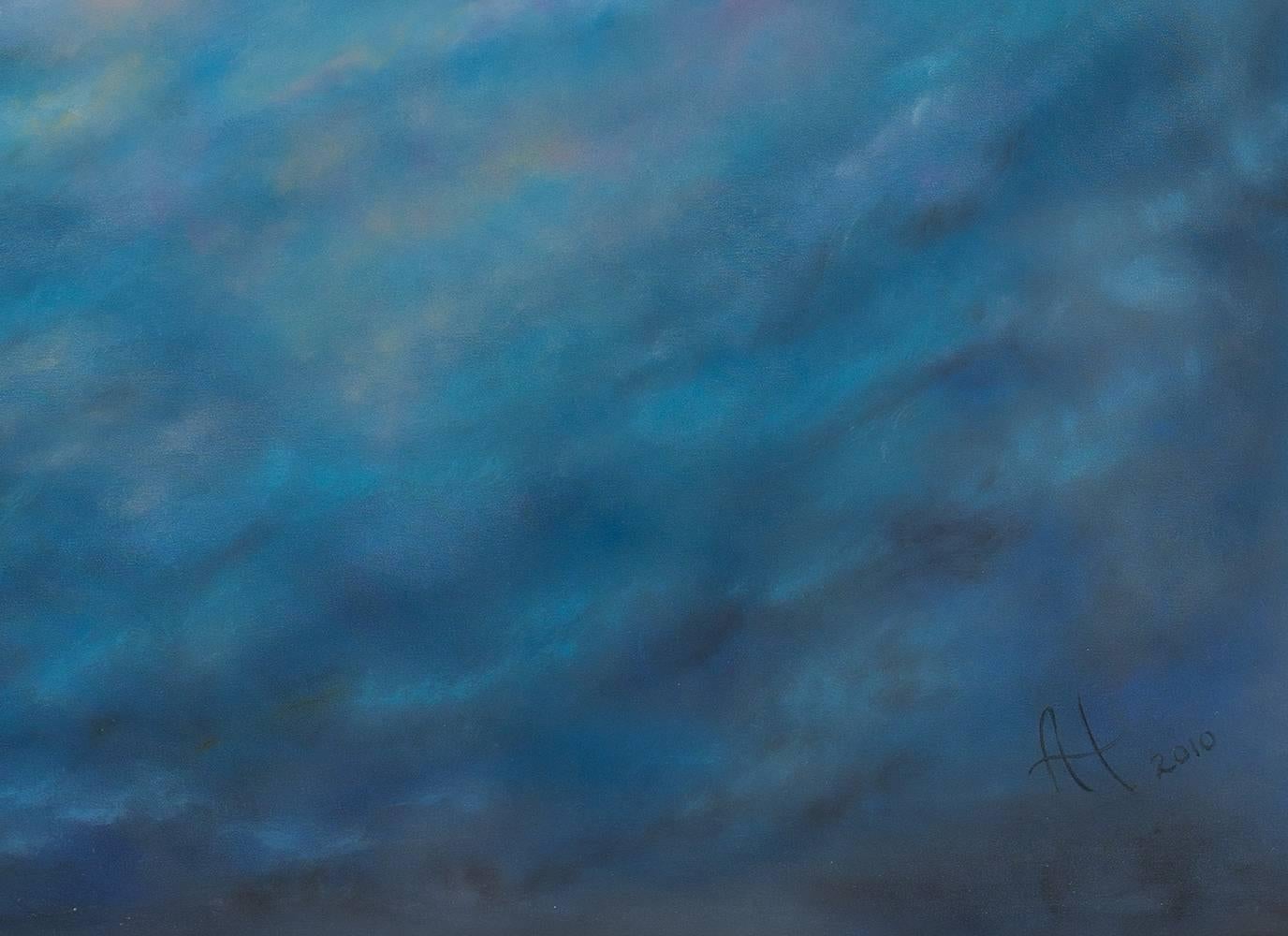 Cheminées / Aquarelles - Bleu Abstract Painting par Arica Hilton