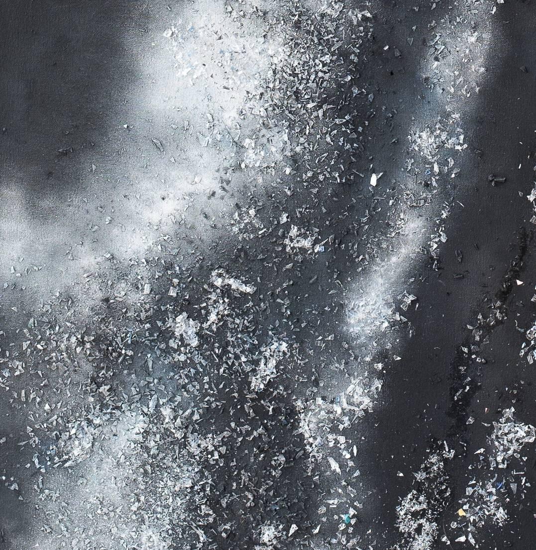 Flow Like Water (Silber) (Schwarz), Abstract Painting, von Arica Hilton