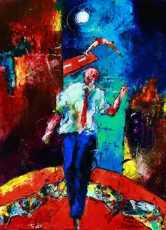 Jump Omega -  Abstract - figurative oil painting