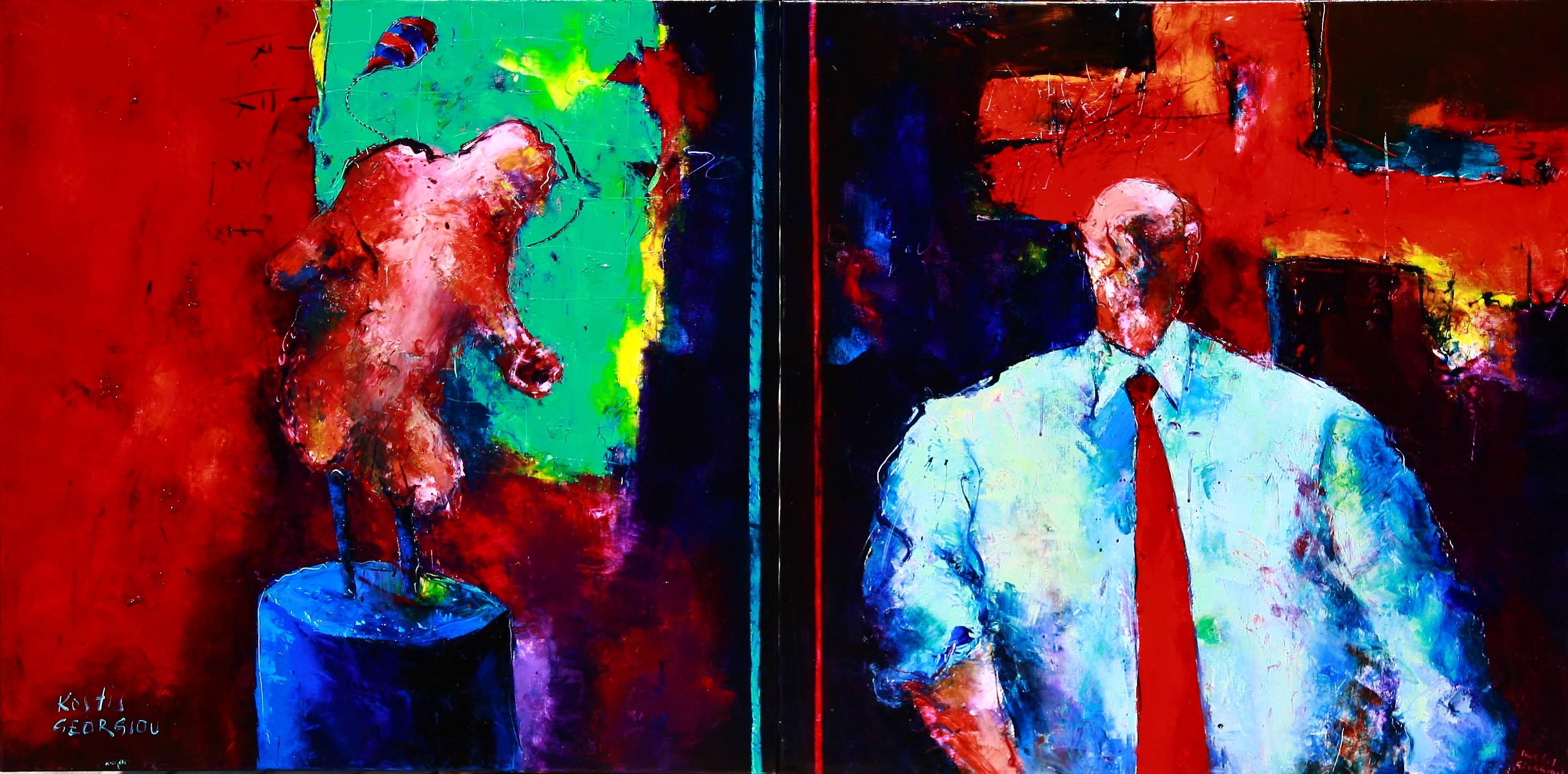 Oil on canvas (Diptych)
32 x 63 inches
80 x 160 cm

Born in Thessaloniki, Greece, Kostis Georgiou studied stage scenery in Florence (1981-1982), painting and sculpture in the School of Fine Arts, Athens (1982-1986) with Dimitris Mitaras and