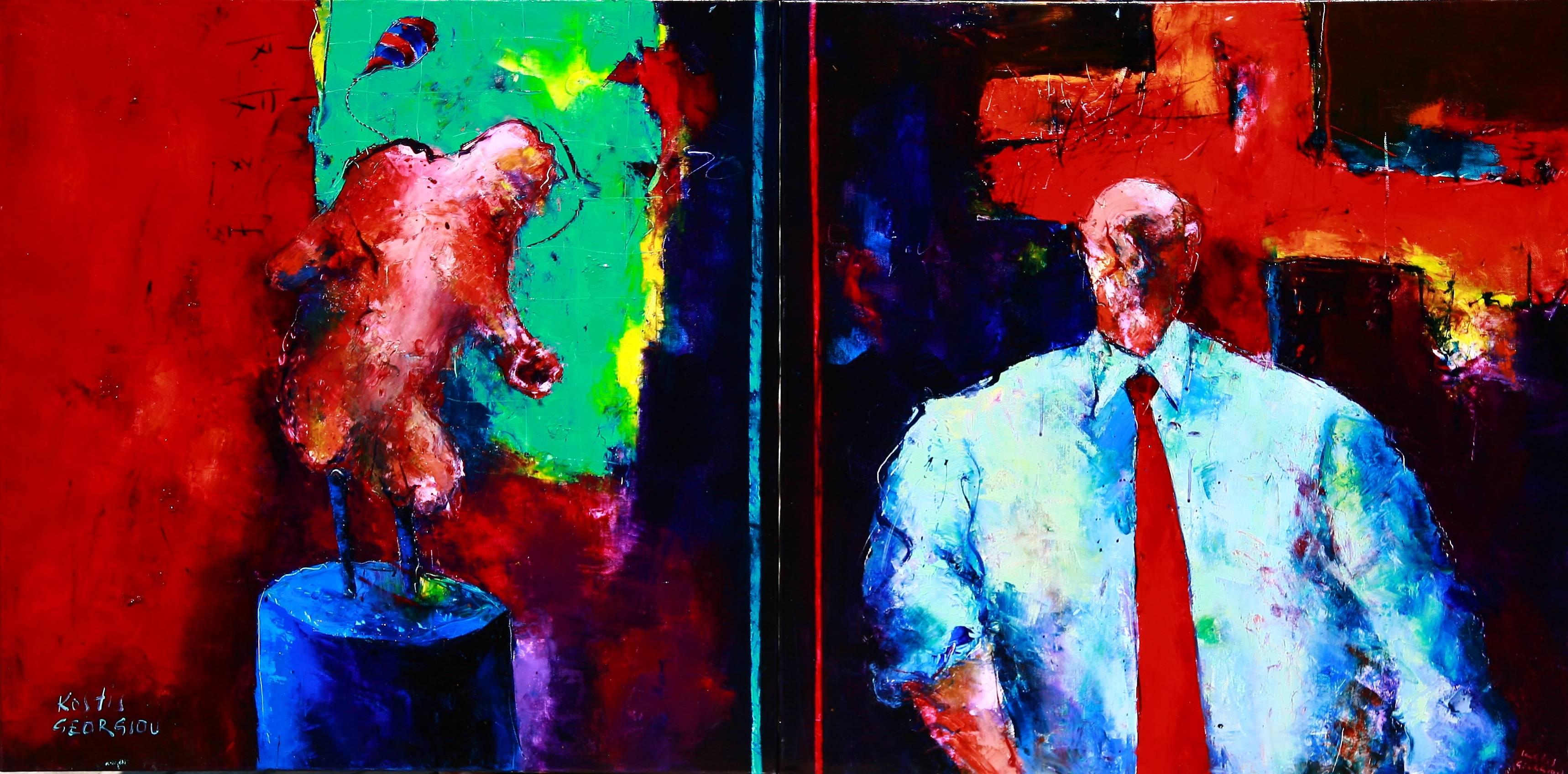 Olio su tela (dittico)
32 x 63 pollici
80 x 160 cm

Nato a Salonicco, in Grecia, Kostis Georgiou ha studiato scenografia a Firenze (1981-1982), pittura e scultura alla Scuola di Belle Arti di Atene (1982-1986) con Dimitris Mitaras e Dimosthenis