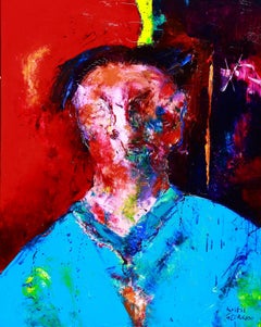 Persona B' - Man Figurative Oil Painting - Abstract