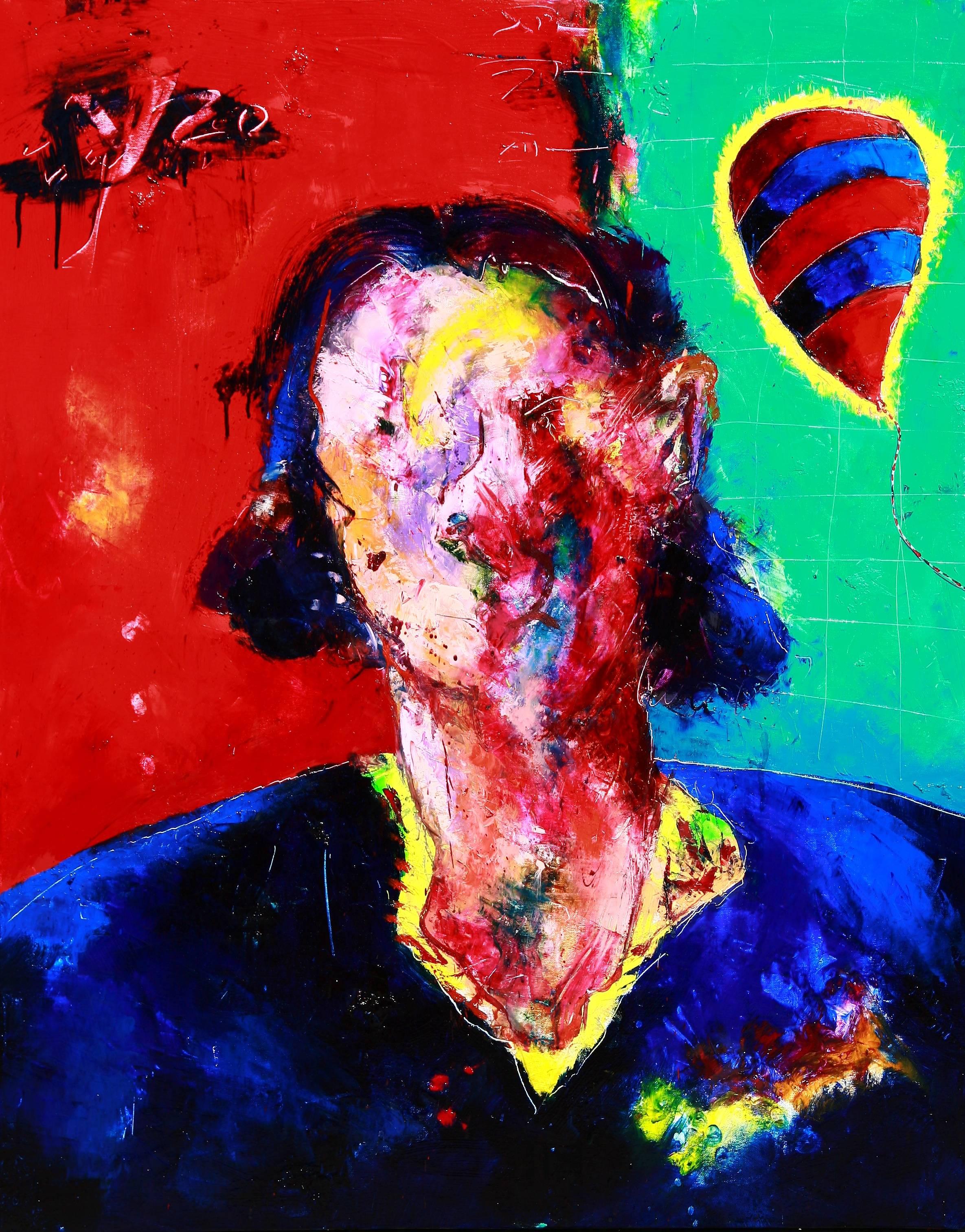 Kostis Georgiou Abstract Painting – Persona A' - Frau Figuratives Ölgemälde - Abstrakt
