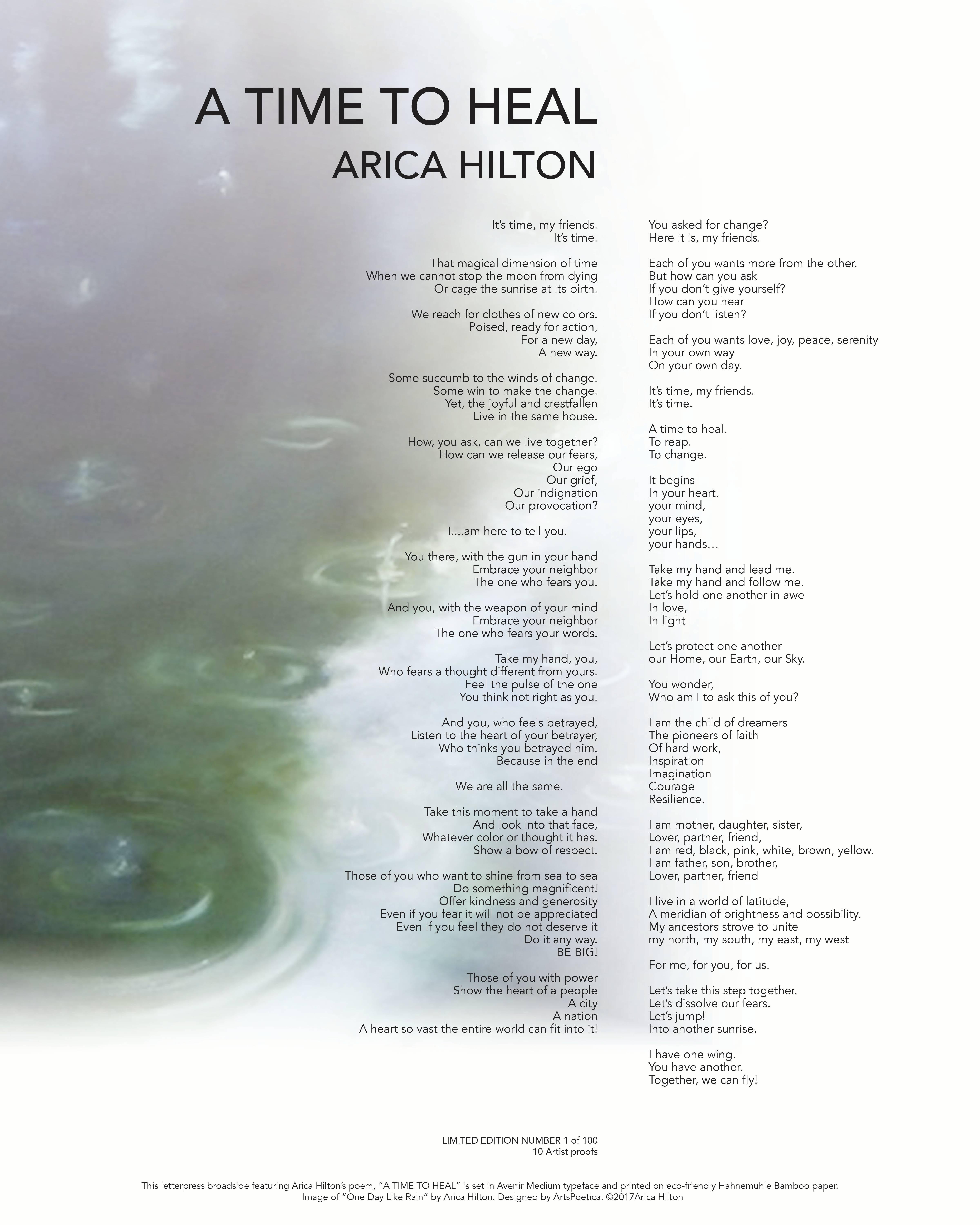 A TIME TO HEAL (Letterpress Broadside & Archival Pigment Print) – Mixed Media Art von Arica Hilton