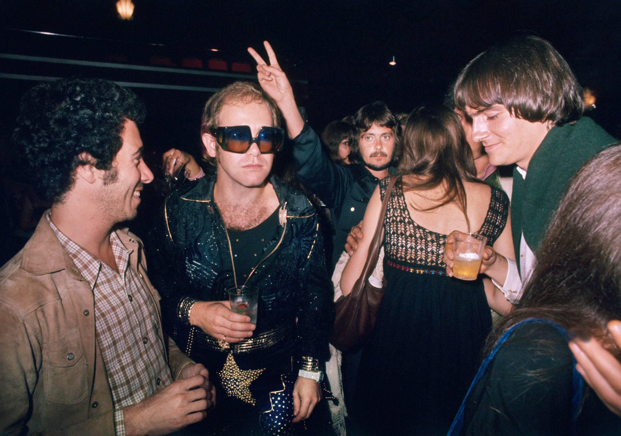 David Geffen, Elton John, Carly Simon and James Taylor, 1974