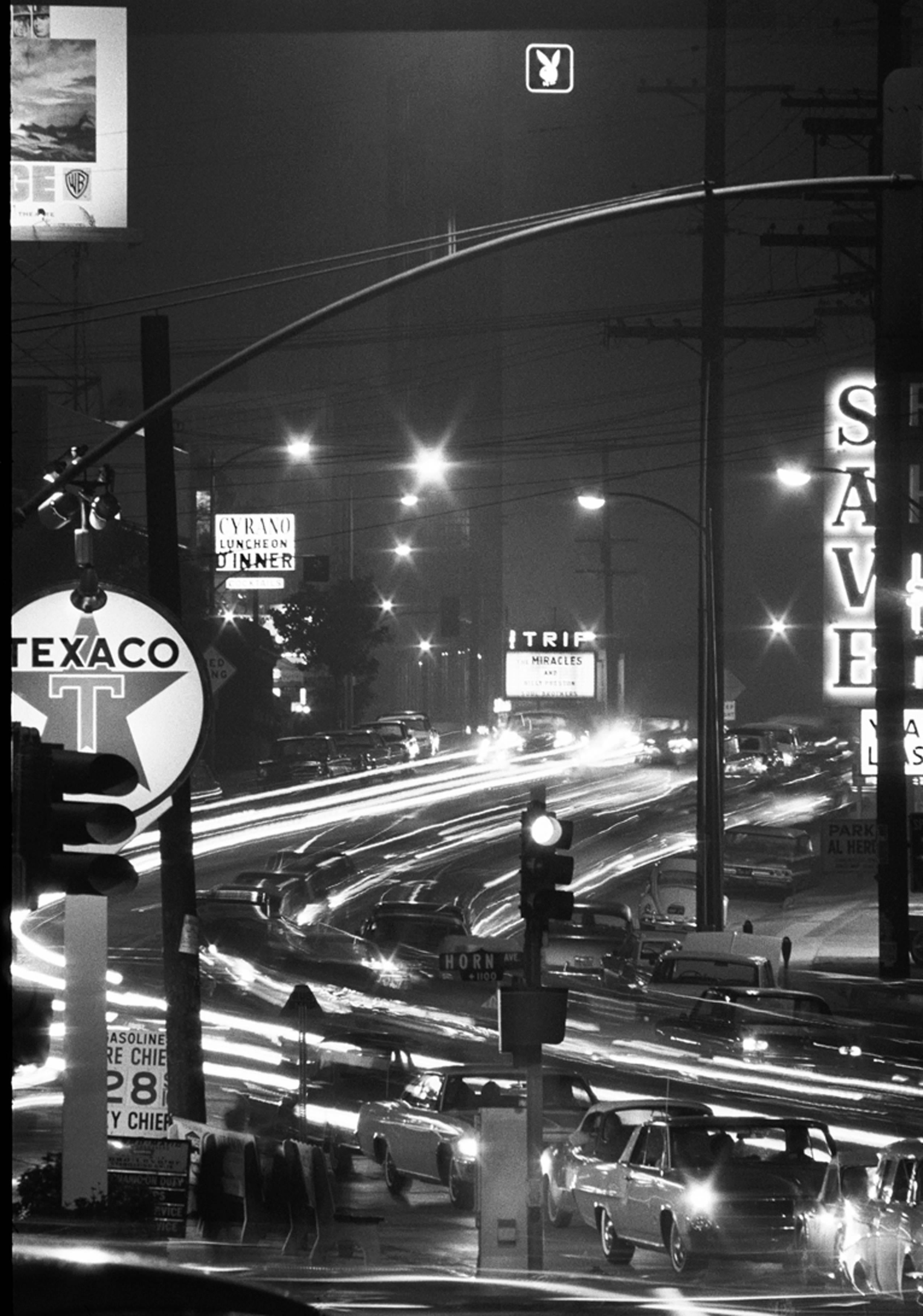Julian Wasser Black and White Photograph - Sunset Strip at Night, 1963