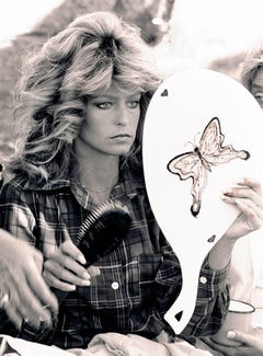 Farrah Fawcett with Butterfly Mirror, 1976 by Julian Wasser