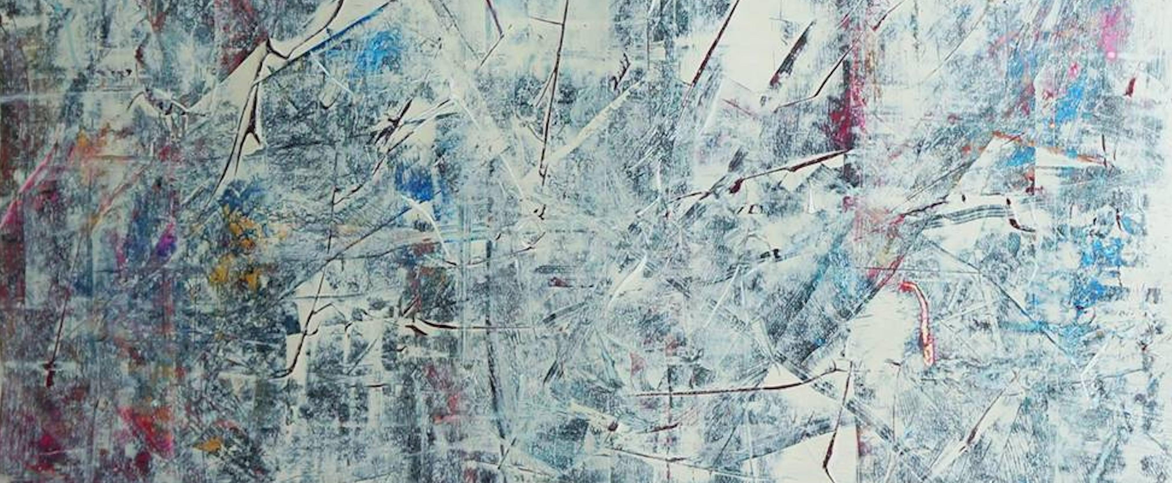 Peeling Away The Layers - Gray Abstract Painting by Eve Ozer