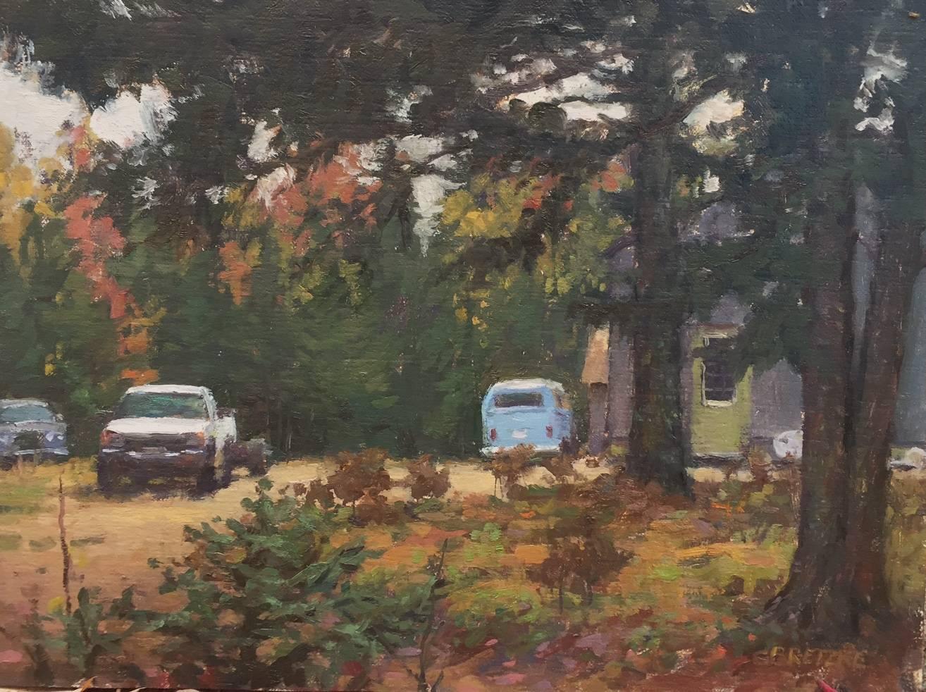 Carl Bretzke Landscape Painting - VW Bus in the Woods