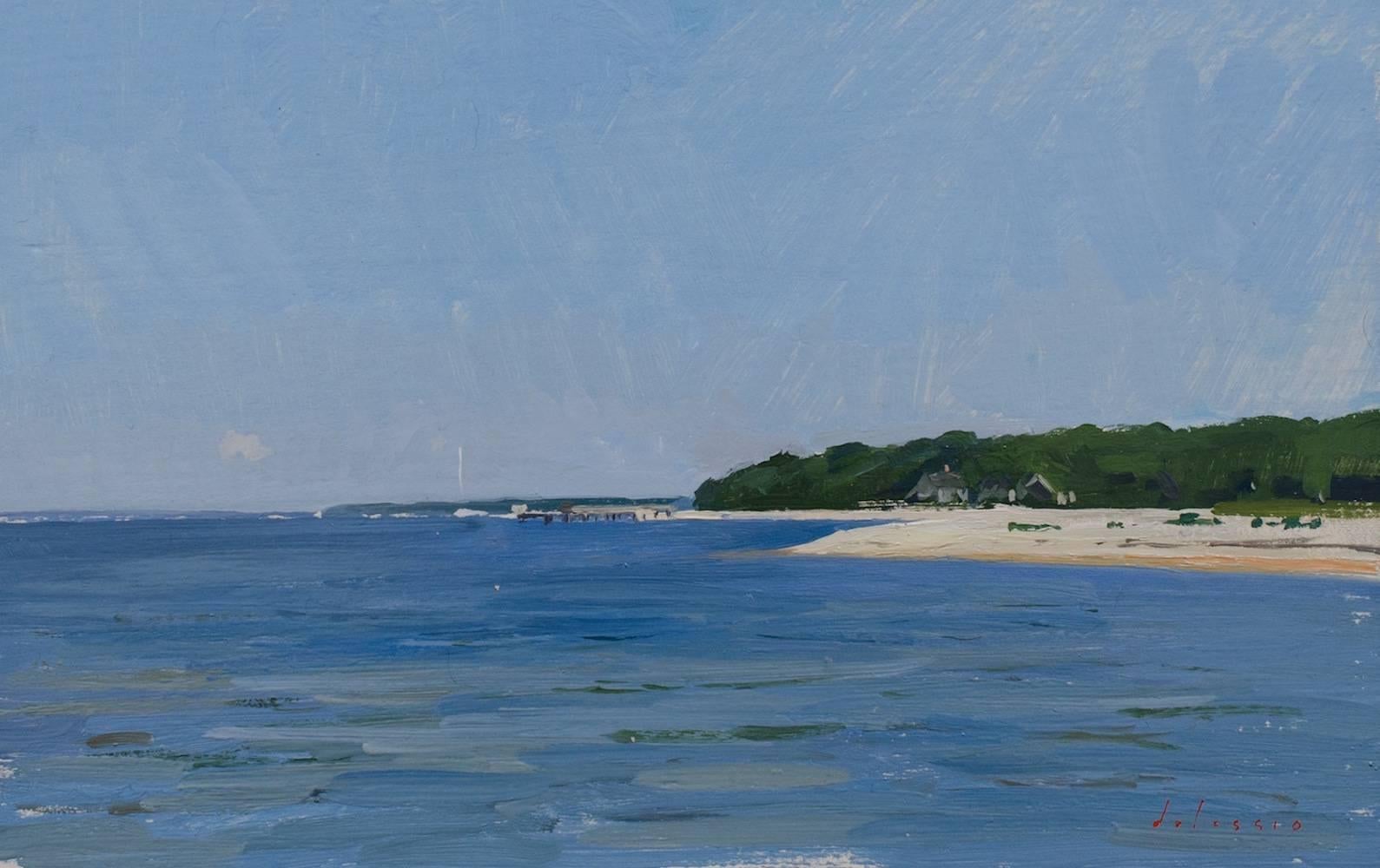 Landscape Painting di Marc Dalessio - "Long Beach" 2015 pittura ad olio plein air contemporanea Hamptons, Sag Harbor NY
