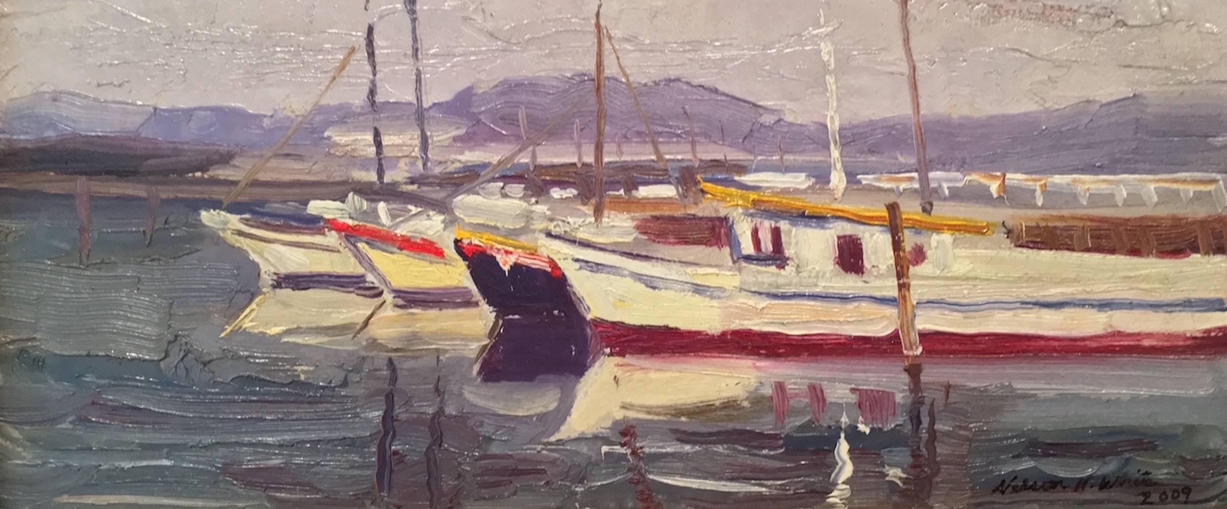 Nelson H. White Landscape Painting - Fishermans Wharf, San Francisco