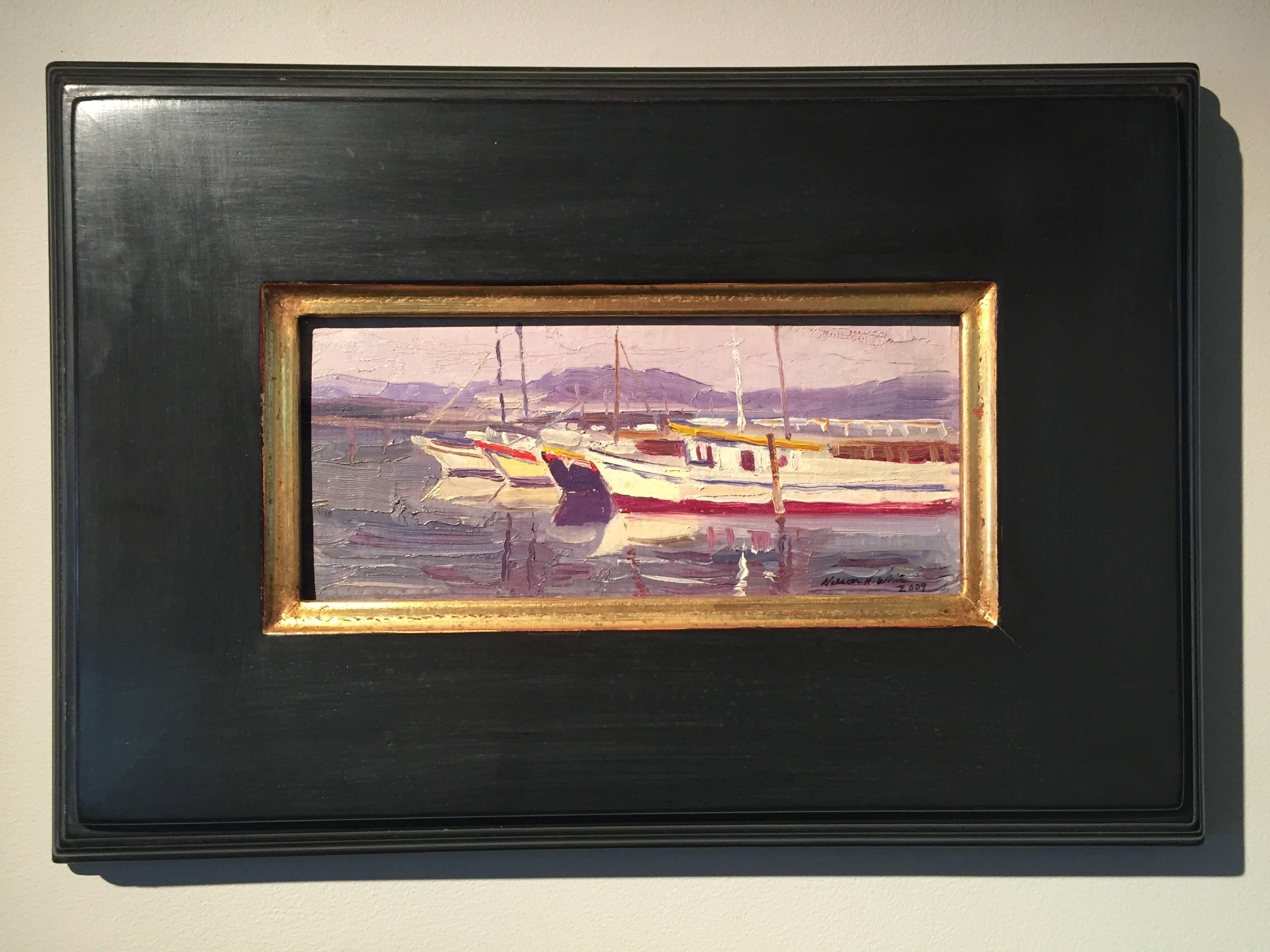 Fishermans Wharf, San Francisco - Impressionnisme américain Painting par Nelson H. White