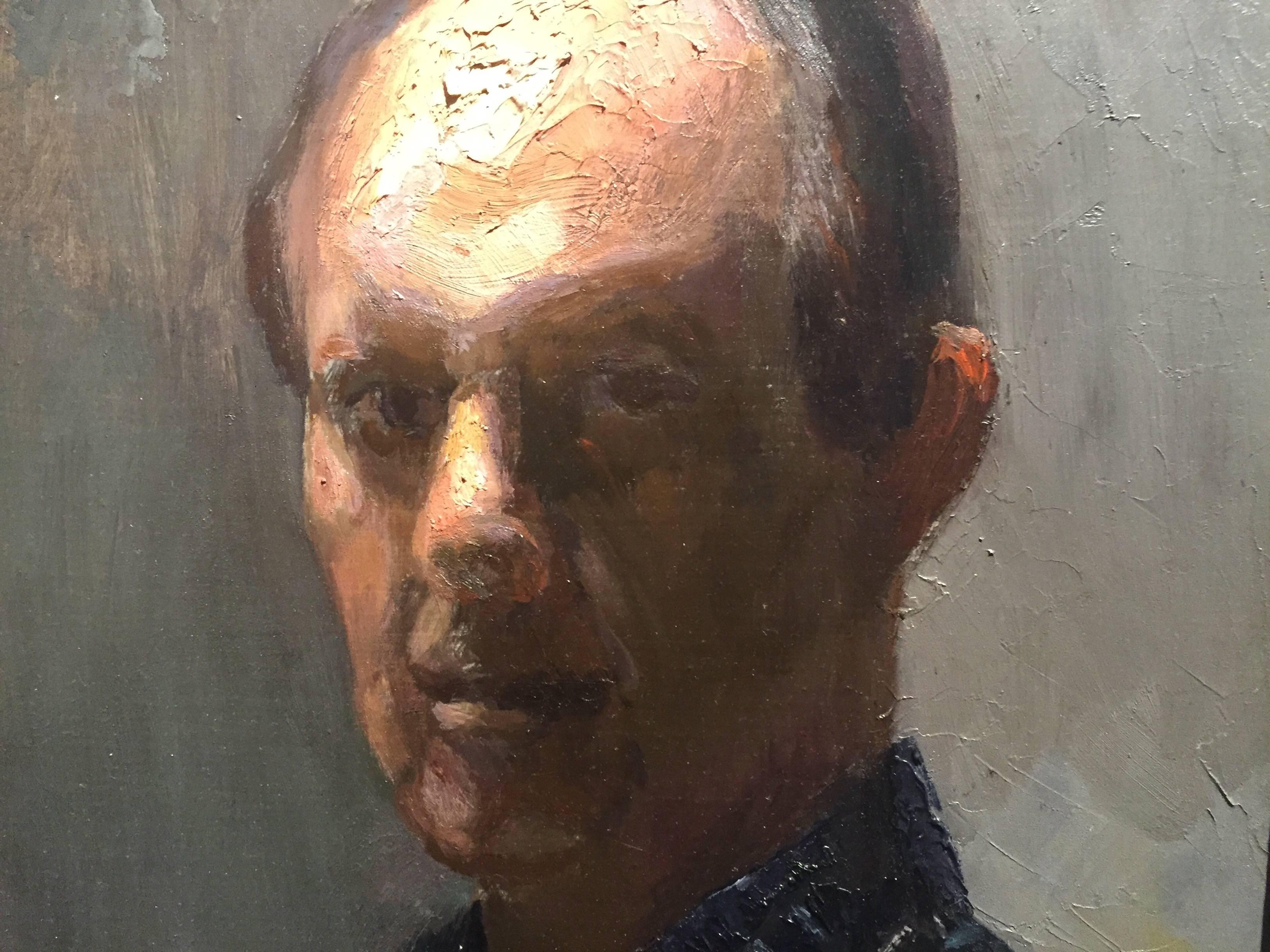 Autoportrait - Noir Portrait Painting par Nelson H. White