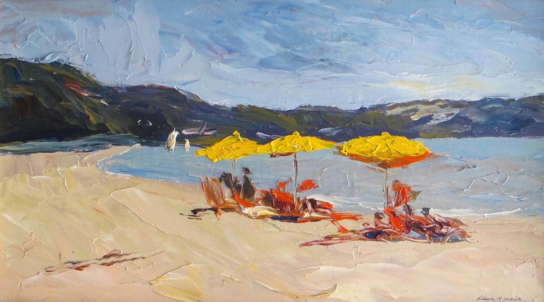 Nelson H. White Figurative Painting - Crescent Beach Shelter Island