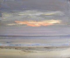 "Sunset Sea Sky" 2002 impressionist plein air painting Bahamas, soft tones