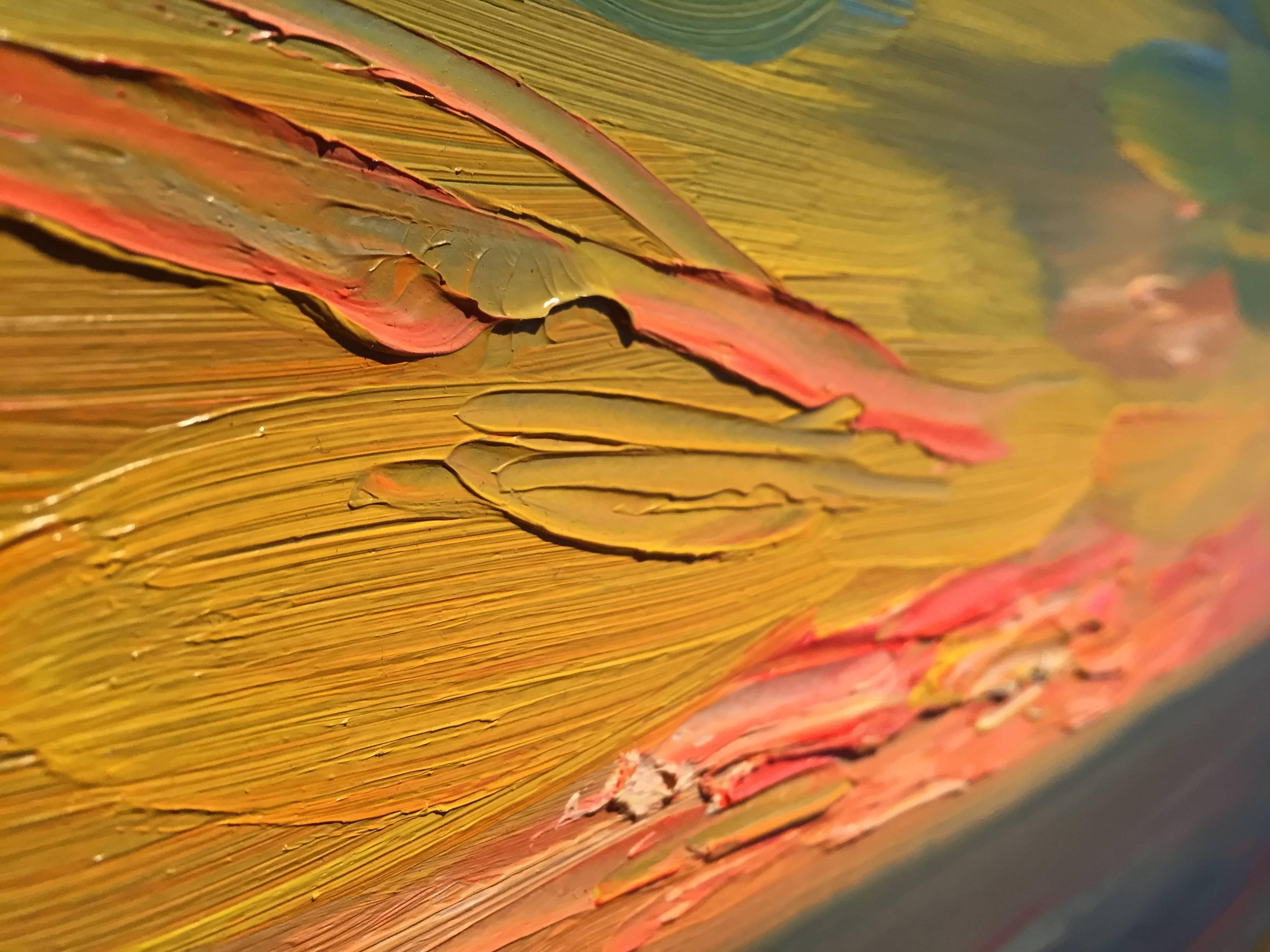 Représentation abstraite d'un paysage marin au coucher du soleil. Peint d'après nature à Waterford, Connecticut. Encadré dans un cadre traditionnel noir avec bordure intérieure dorée (voir photos).

Nelson H. Whiting est né à New London, dans le